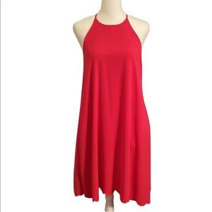 EVERLY ANTHROPOLOGIE hot pink halter chiffon dress